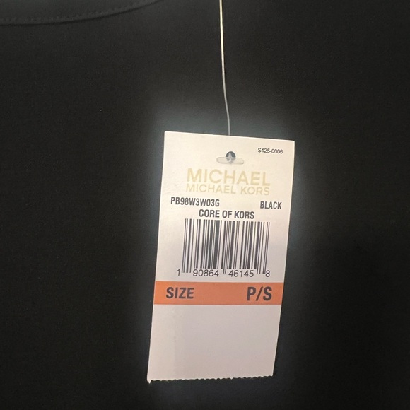 NWT Michael Kors Women’s Black Crew Neck Short Sleeve Pleated Hem Dress SzP/S - Picture 9 of 16